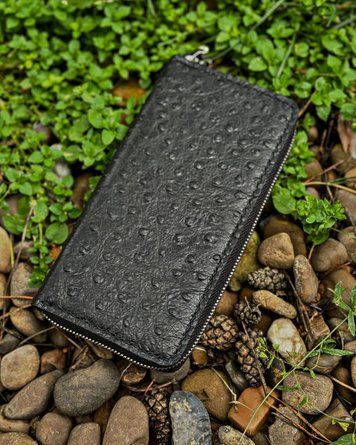 Кожаный клатч "Ostrich Luxe" с тиснением под страуса a110297 фото