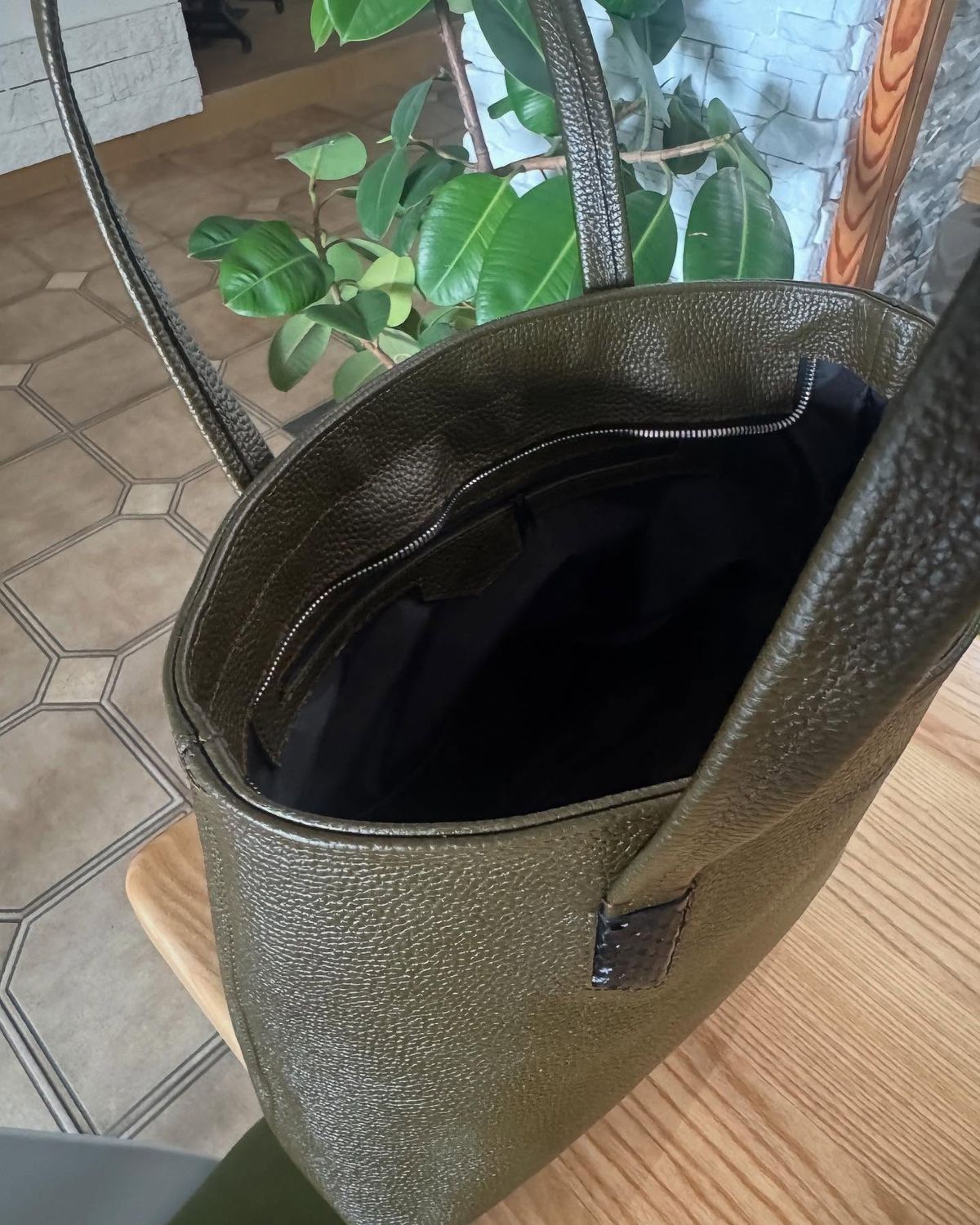 Жіноча сумка-тоут "Python Tote" (хакі) a110221 фото