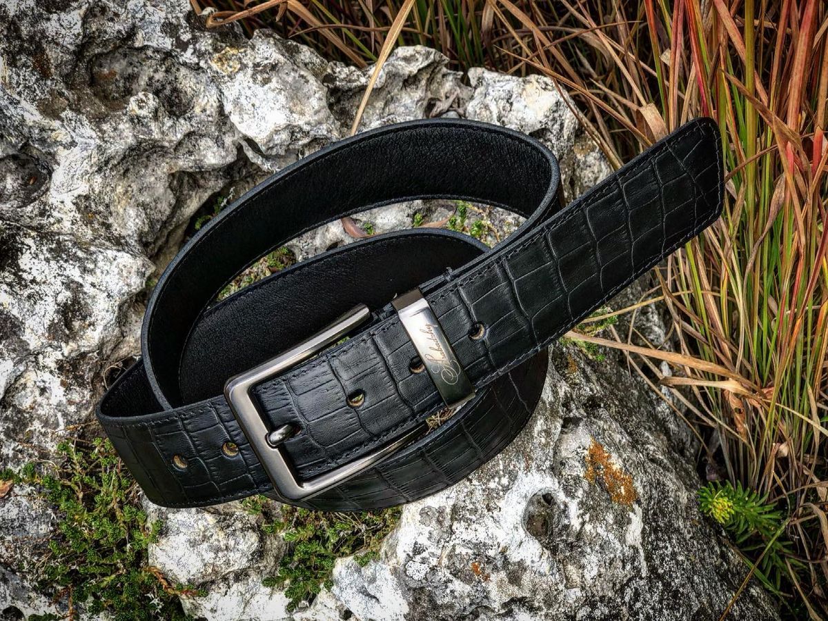 Ремінь з тисненням під крокодила "LuxuryCroco": Повна Елегантність і Комфорт a110120 фото