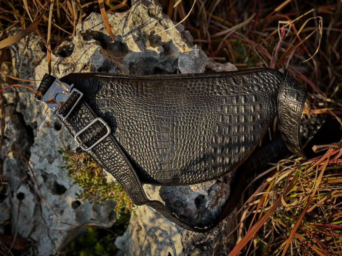 Шкіряна сумка-бананка "Croco Style" a110276 фото