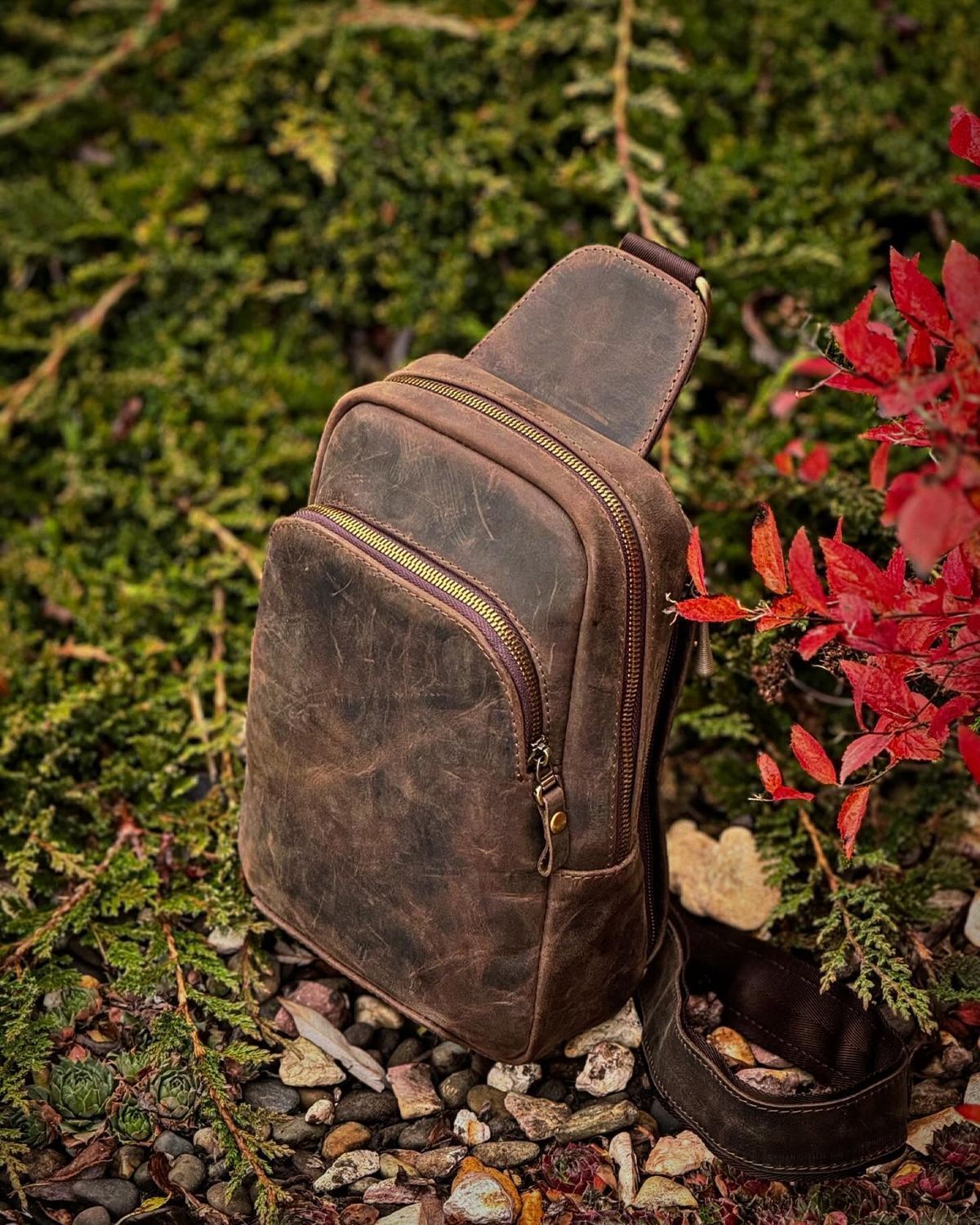 Слинг-сумка "Urban Vintage" из кожи Crazy Horse a110277 фото